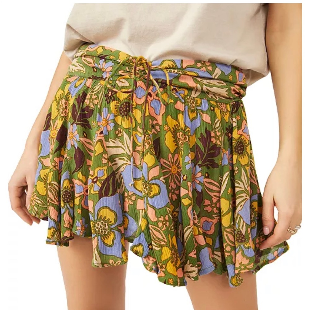 Free People Ellie Mini Skort in Ivy Combo NWT